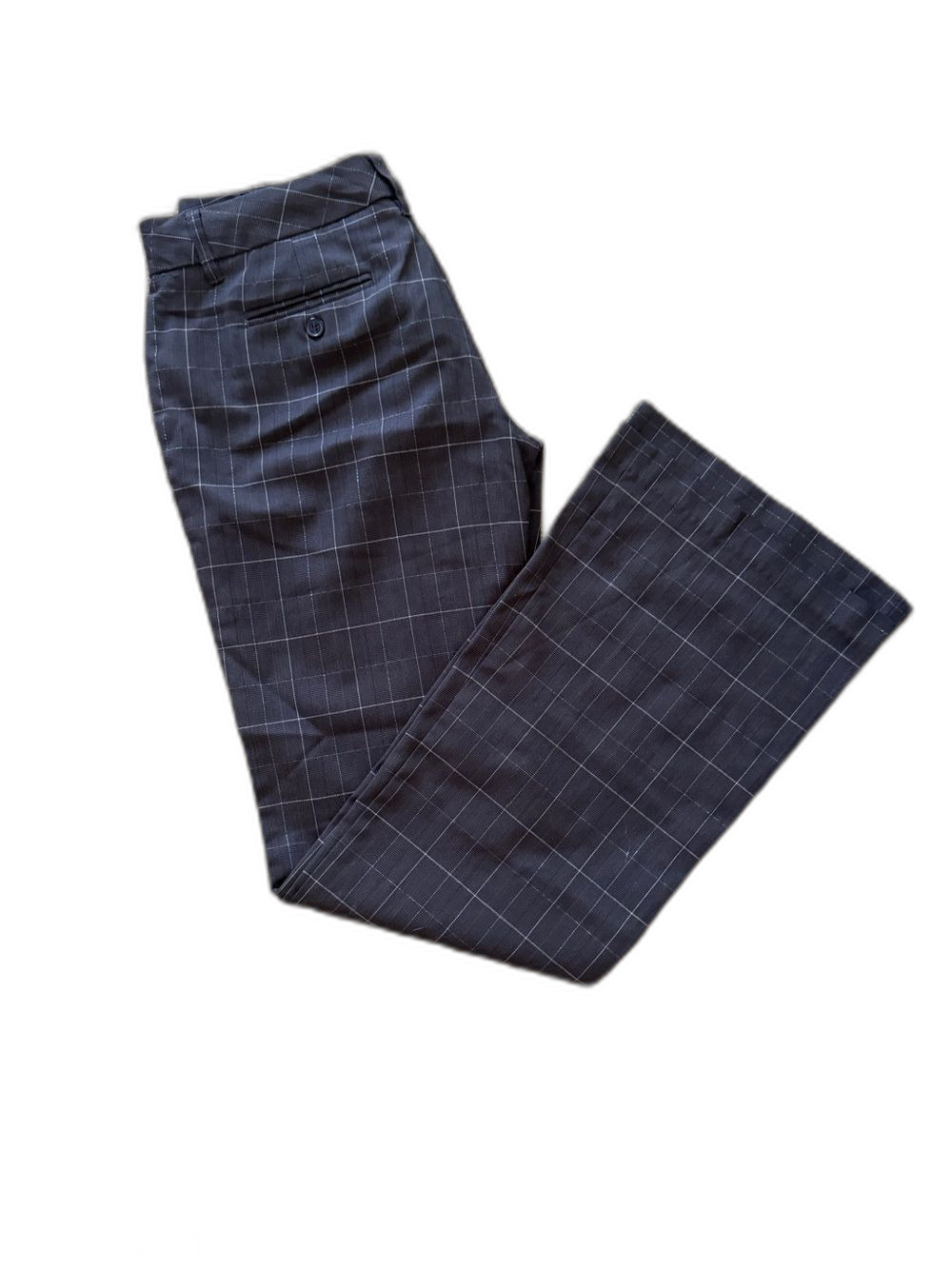 Daisy Fuentes Dark Gray Silver Windowpane Wide Leg Low Rise Dress Pants Size 4